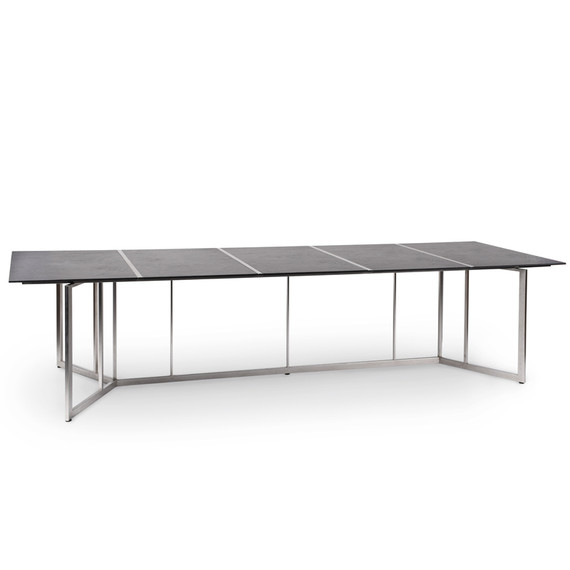 Exclusive outdoor garden table 308x99cm, frame stainless steel, tabletop made of 12mm ceramics in slate decor, 4 Segments