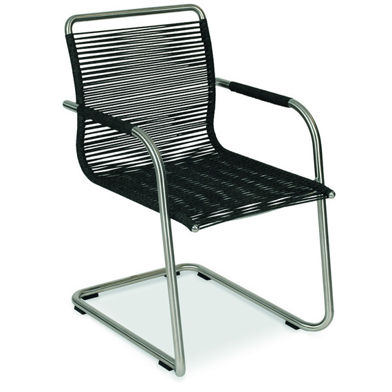 Swing armchair, frame: stainless steel, seating surface: fm-rope granite