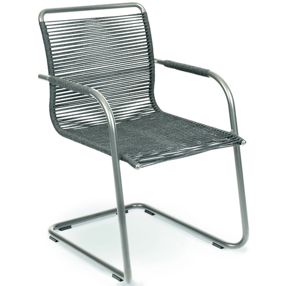 Swing armchair, frame: stainless steel, seating surface: fm-rope granite