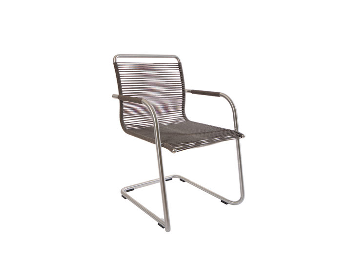 Swing armchair, frame: stainless steel, seating surface: fm-rope basalt