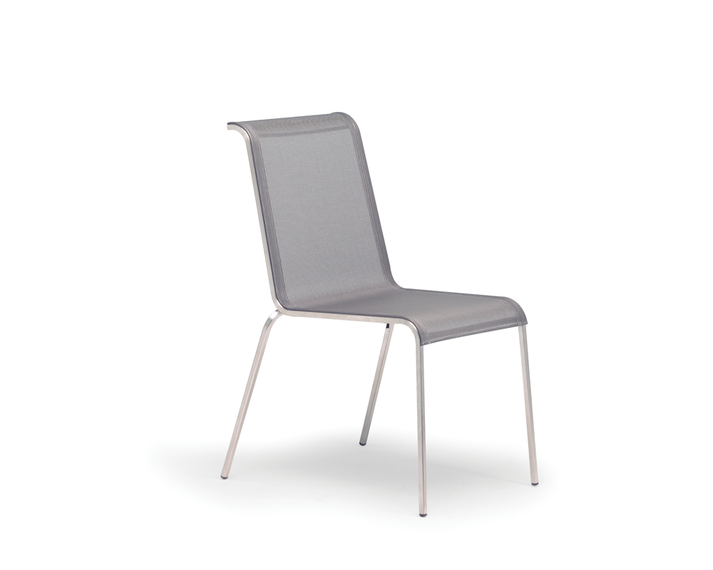 Modena sidechair, stackable, frame: stainless steel, seating surface: sling silver-black