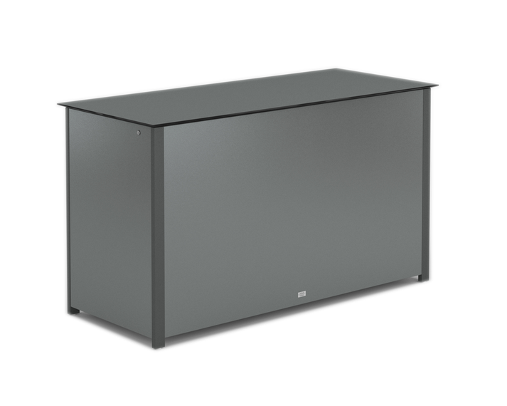 Cushion box, frame: aluminium anthracite matt textured coating, surface: fm-laminat spezial graphite metallic