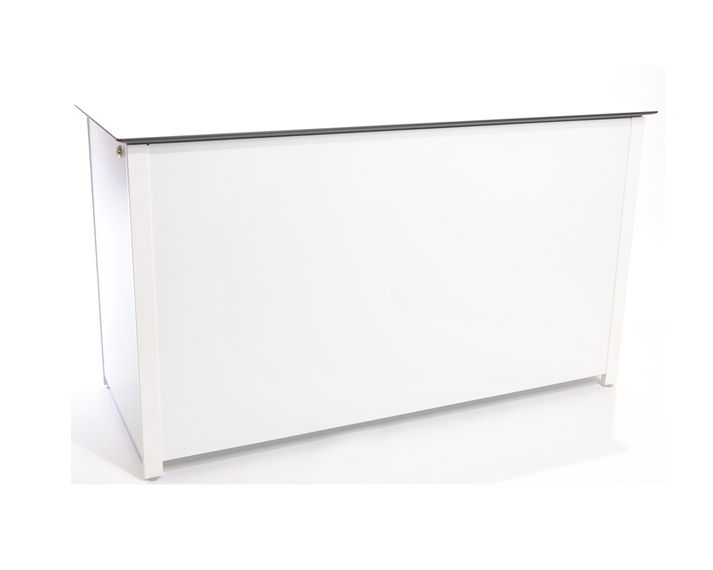 Cushion box, frame: aluminium white matt textured coating, surface: fm-laminat spezial white