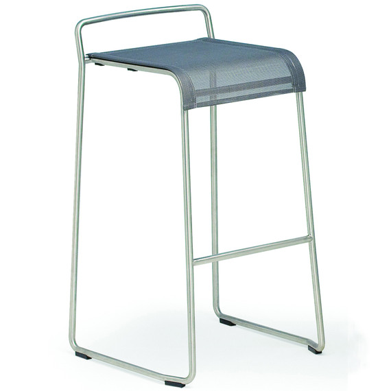 Taku barchair, frame: stainless steel, seating surface: sling silver-black
