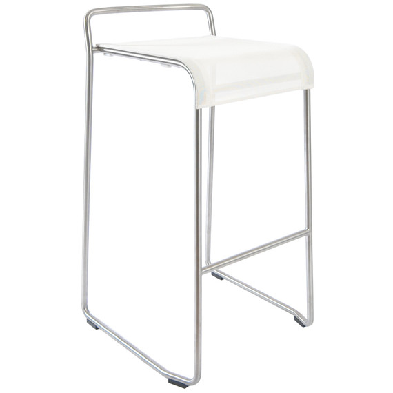 Taku barchair, frame: stainless steel, seating surface: sling white