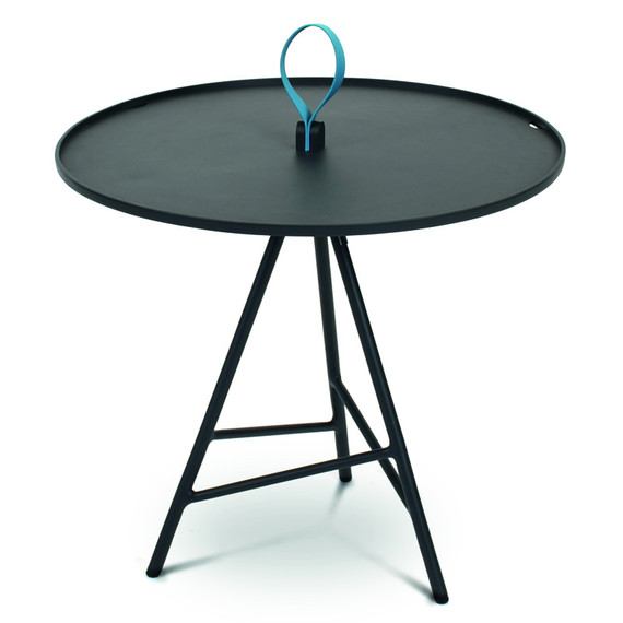 Solo serving table round 55cm, frame: aluminium anthracite matt textured coating, tabletop: aluminium anthracite matt textured coating