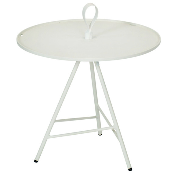 Solo serving table round 55cm, frame: aluminium white matt textured coating, tabletop: aluminium white matt textured coating