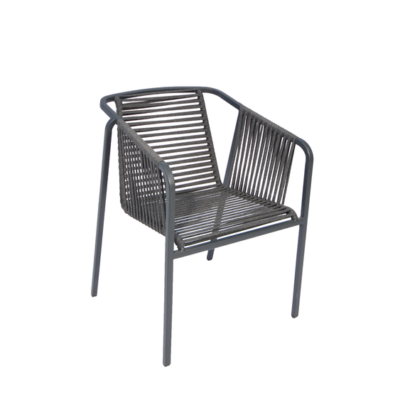 Suite armchair, frame: stainless steel anthracite matt textured coating, seating surface: fm-flat rope granite