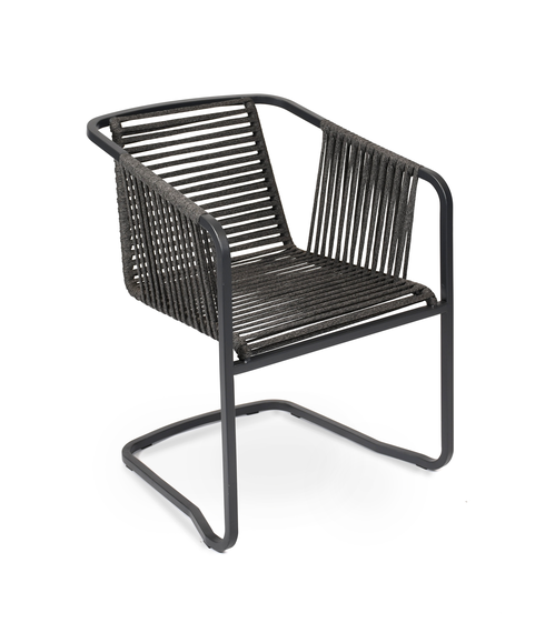 Suite swingchair, frame: stainless steel anthracite matt textured coating, seating surface: fm-flat rope granite