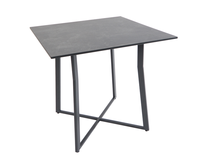Suite bistro table 80x80cm, frame: stainless steel anthracite matt textured coating, tabletop: fm-laminat spezial graphito