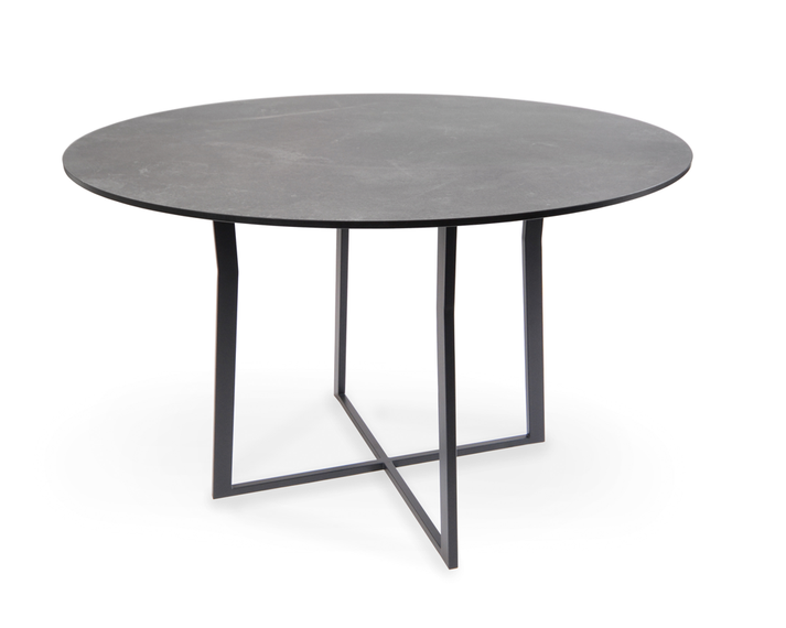 Suite bistro table round 100cm, frame: stainless steel anthracite matt textured coating, tabletop: fm-laminat spezial graphito