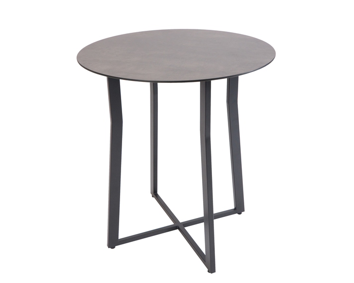 Suite bistro table round 68cm, frame: stainless steel anthracite matt textured coating, tabletop: fm-laminat spezial cement