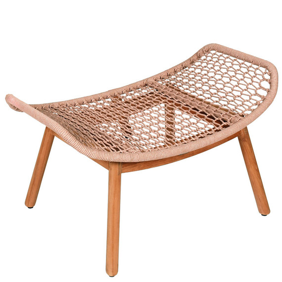 Wing light Hocker, Sitzrahmen: Aluminium, Untergestell Teak, Sitzfläche: fm-rope jasmin