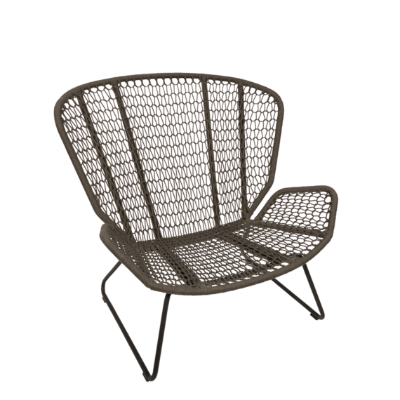 Wing light Relax armchair, frame: aluminium anthracite matt, textured coating, seating surface:  fm-rope anthracite