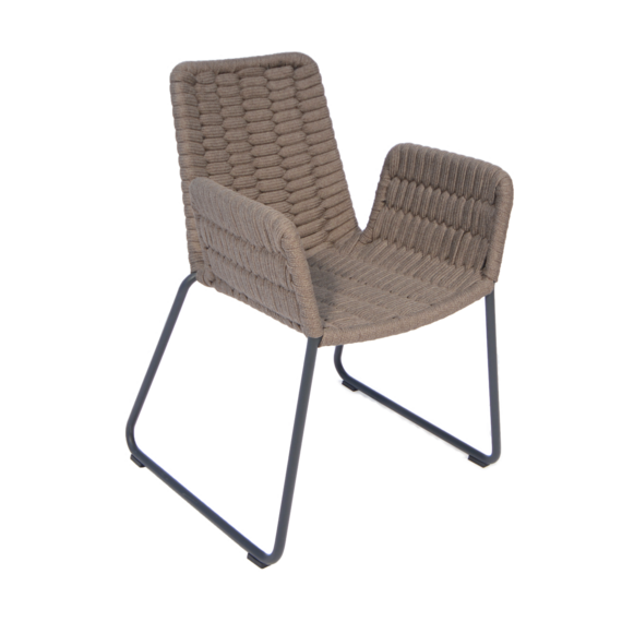 Wing armchair, frame: aluminium anthracite matt textured coating, seating surface: fm-flat rope basalt