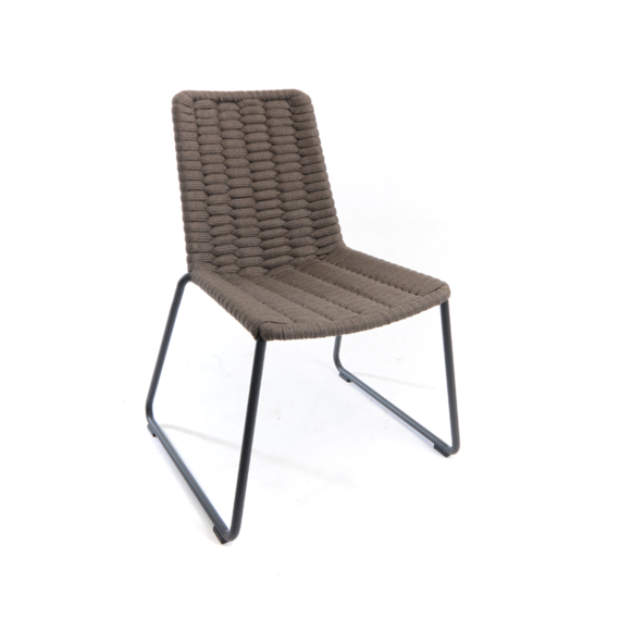Wing sidechair, frame: aluminium, textured coating, anthracite matt, seating surface:  fm-flat rope basalt