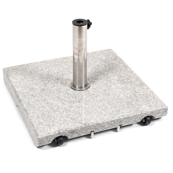 Ground plate with stainless steel tube Ø 48mm, 55x55x8 cm, 55kg with wheels and handle