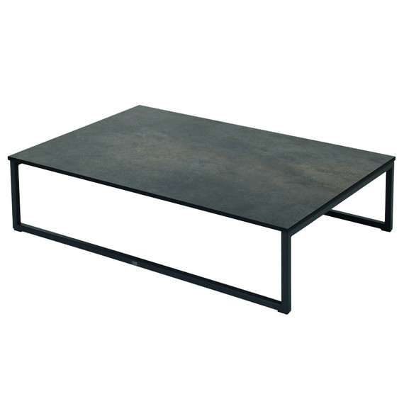 Flora Lounge side table 100x67 cm with fm-laminat spezial titan, frame stainless steel anthracite matt, textured coating