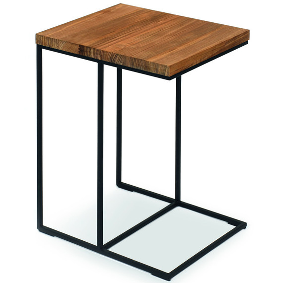 Flora Lounge add-on table 30x41 cm with teak solid glued, frame stainless steel anthracite matt, textured coating