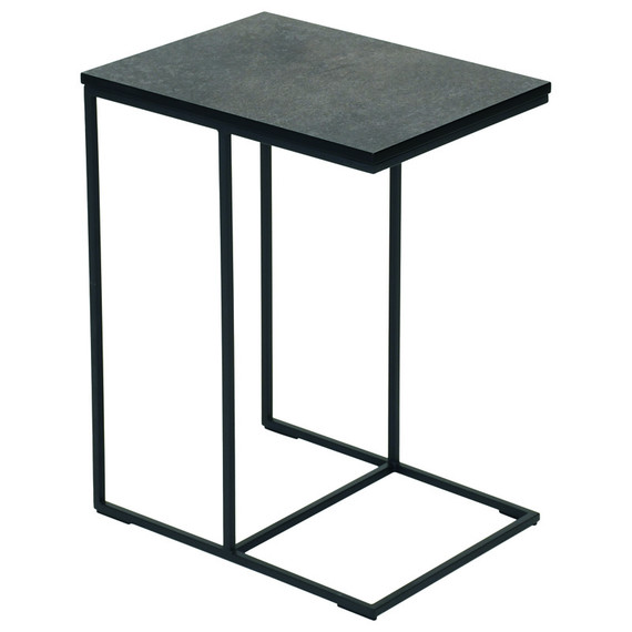 Flora Lounge add-on table 30x41 cm with fm-laminat spezial titan, frame stainless steel anthracite matt, textured coating