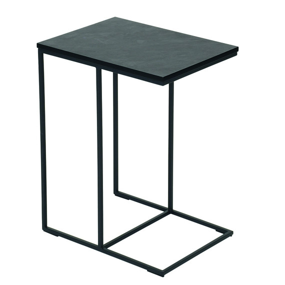 Flora Lounge add-on table 30x41 cm with fm-laminat spezial ardesia, frame stainless steel anthracite matt, textured coating