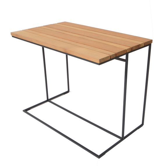 Flora Lounge add-on table 67x41 cm with teak slats, frame stainless steel anthracite matt, textured coating