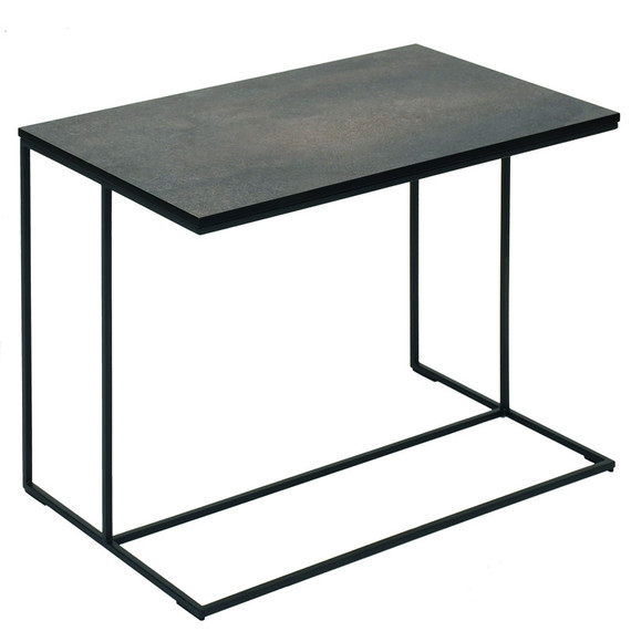 Flora Lounge add-on table 67x41 cm with fm-laminat spezial titan, frame stainless steel anthracite matt, textured coating