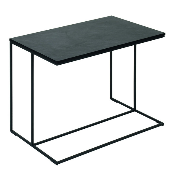 Flora Lounge add-on table 67x41 cm with fm-laminat spezial ardesia, frame stainless steel anthracite matt, textured coating