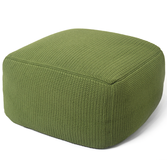 Pouf 55x55 cm, fabric made of crocheted UV and weather-resistant polypropylene yarns with waterproof inner fabric cover, fabric: forest