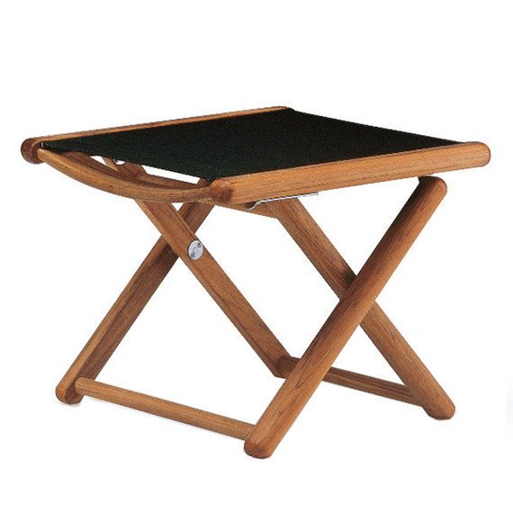 Tennis footrest, teak, frame: teak, seating surface: sling black