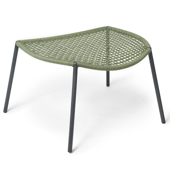 Bloom Lounge footrest, frame stainless steel anthracite matt, textured coating. seating surface: fm-flat rope green