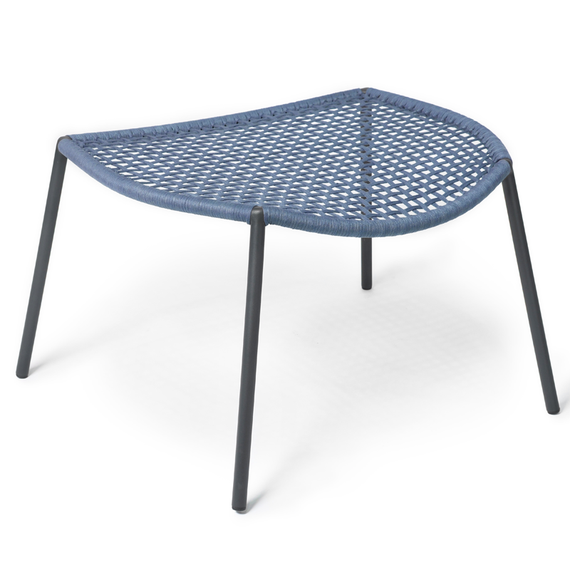 Bloom Lounge footrest, frame stainless steel anthracite matt, textured coating. seating surface: fm-flat rope blue