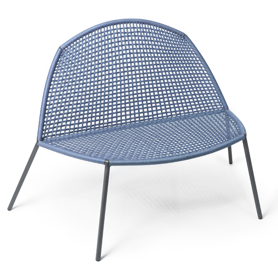 Bloom Lounge chair, frame stainless steel anthracite matt, textured coating. seating surface: fm-flat rope blue