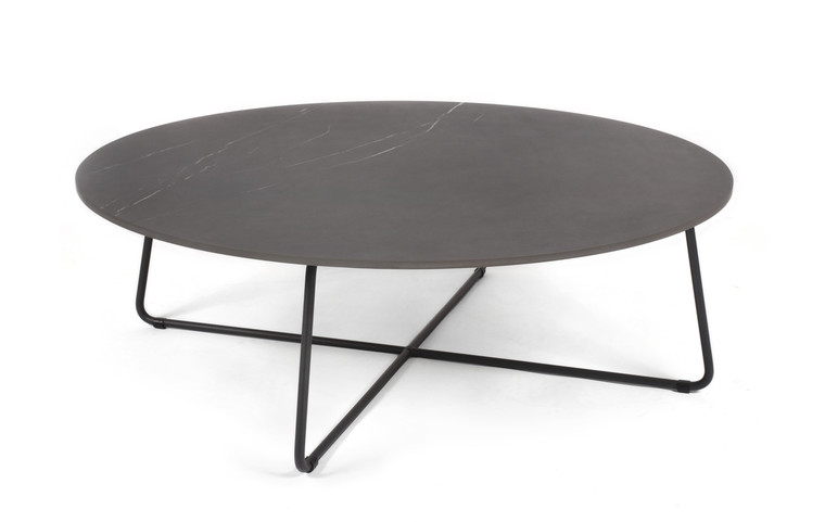 Drop side table round 100 cm with fm-ceramtop 12mm Stella, frame stainless steel anthracite matt, textured coating