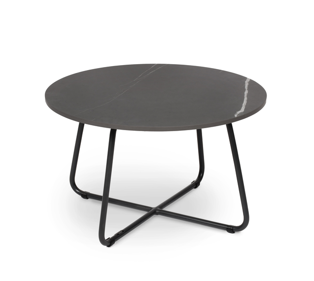 Drop side table round 60 cm with fm-ceramtop 12mm Stella, frame stainless steel anthracite matt, textured coating