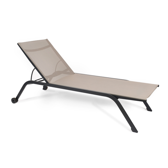 Atlantic sunbed with wheels, stackable,  frame: aluminium, anthracite matt, textured coating, seating/reclyning surface: sling lava