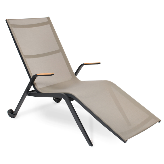 Atlantic relax sunbed,  frame: aluminium, anthracite matt, textured coating, seating/reclyning surface: sling lava