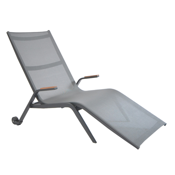 Atlantic relax sunbed,  frame: aluminium, anthracite matt, textured coating, seating/reclyning surface: sling silver-black