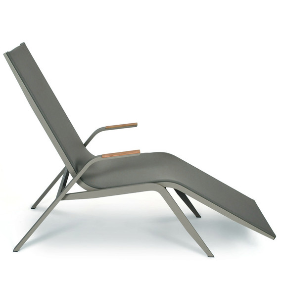 Atlantic relax sunbed, frame: aluminium greystone matt, textured coating, seating/reclyning surface: sling lava