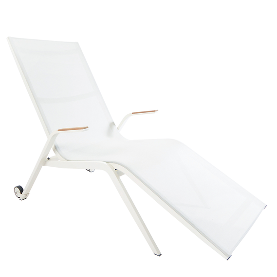 Atlantic relax sunbed,  frame: aluminium white matt, textured coating, seating/reclyning surface: sling white