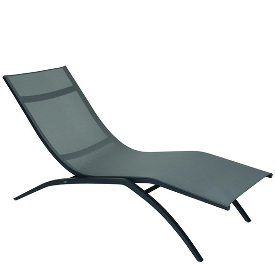 Atlantic relax sunbed without wheels, stackable,  frame: aluminium anthracite matt textured coating, seating/reclyning surface: sling silver-black