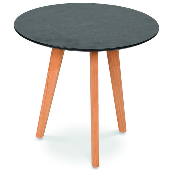 Atlantic side table round 45cm, lower version, frame: teak,  tabletop: fm-laminat spezial ardesia