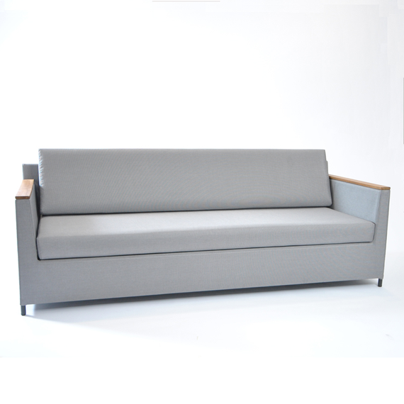 Rio lounge sofa 210x85cm, incl. seat and back cushions with Quick Dry Foam, frame: aluminium, powder coated anthracite, seating surface: sling greystone, armrest: Soft-touch anthracite