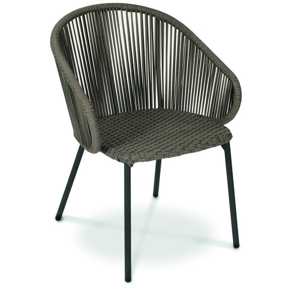 Basil armchair, frame: aluminium anthracite matt textured coating, seating surface: fm-flat rope slate