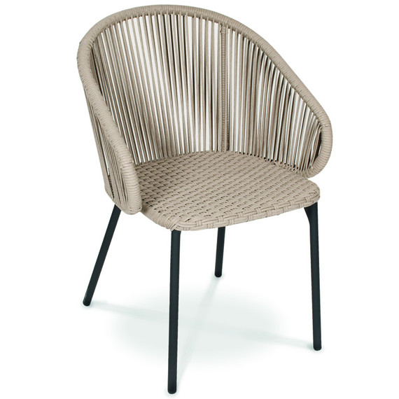 Basil armchair, frame: aluminium anthracite matt textured coating, seating surface: fm-flat rope linen