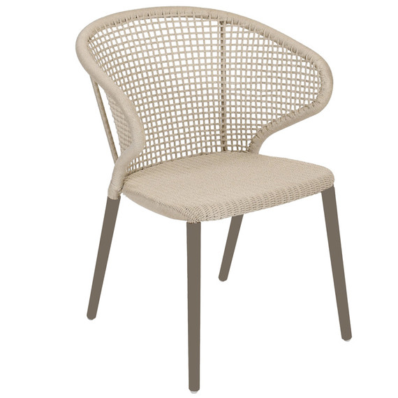 Faro armchair, seat frame: aluminium, lower frame aluminium greystone matt textured coating, seating surface:  fm-twist rope natural