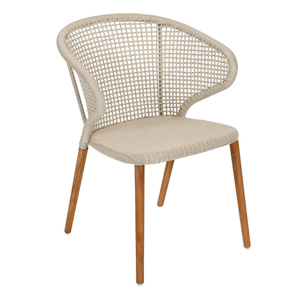 Faro armchair, seat frame: aluminium, lower frame teak legs, seating surface:  fm-twist rope natural