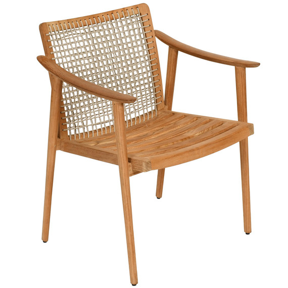 Keno armchair, frame: teak, back frame teak with fm-twist rope natural