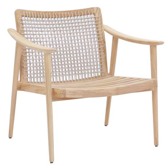 Keno lounge armchair, frame: teak, back frame teak with fm-twist rope natural