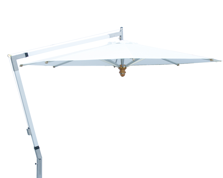 Woodline free-arm parasol round 400cm, mast, cantilever and rod-ends: aluminium, fabric: white